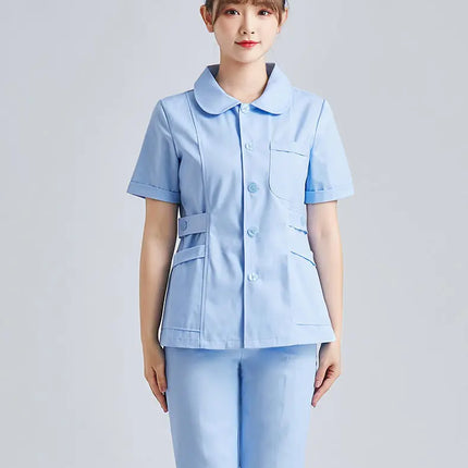 White Short Sleeve scrubs uniforms women Pet Grooming Clinic Nursing Clothes Workwear Nurse Scrub Work Pink Medical Uniform-KarWorkwear