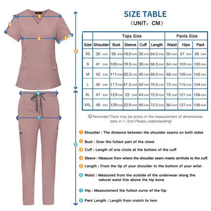 Workwear Nurse Uniform Tops+Straight Pants Medical Nursing Uniform Women Men Pet Shop Beauty Work Suit Doctor Surgery Scrubs Set-KarWorkwear
