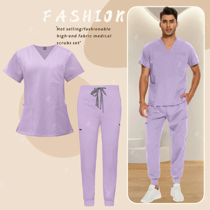 Red Nursing Uniforms Unisex Medical Top Pants Clinical Uniform Men Nursing Clothes Doctor Nurse Scrubs Sets Dentist Vet Workwear-KarWorkwear