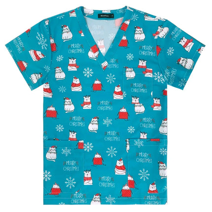 Men's Work Uniform Teeth Print Dentist Comfortable Short Sleeve Scrubs V-Neck Top Clinic Pharmacy Nursing Accessories Blouse New-KarWorkwear