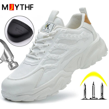 White Safety Shoes Men Steel Toe Boots Work Sneakers Anti-smash Anti-puncture Indestructible Shoes Sport Men Protective Shoes-KarWorkwear
