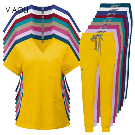 Scrubs Medical Uniforms Woman Multicolour SPA Beauty Uniform Dentist Veterinary Working Clothes Unisex Pharmacy Clinic Scrub New-KarWorkwear