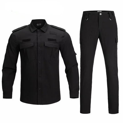 Spring Summer Men Quick Dry T Shirt Tops+Pants 2 Piece Set Tactical Suit Uniform Work Wear Men Heavy Duty Tactical Suit Uniform-KarWorkwear