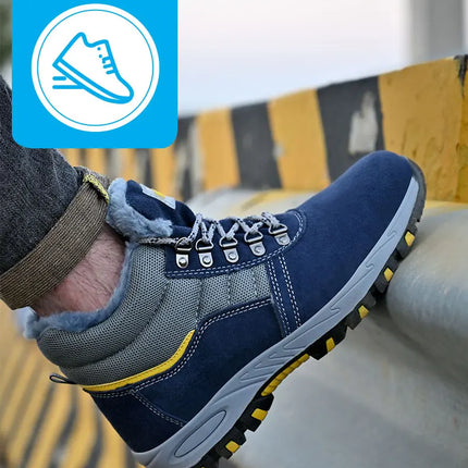 High Quality Winter Boots Men Steel Toe Cap Safety Boots Work Shoes Men Puncture-Proof Work Boots Plush Warm Safety Shoes male-KarWorkwear
