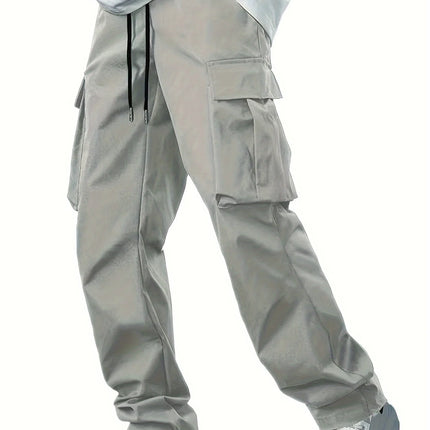 2025new men's workwear pants, European and American men's loose straight casual pants, men's workwear pocket pants