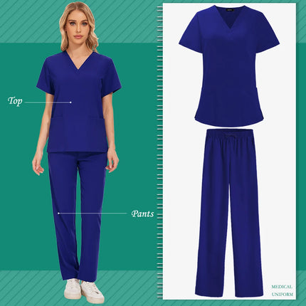 Aesthetic Uniforms Woman Beauty Manicurist Work Wear Hot Sales Scrubs Top Blouse Nursing Pants High-quality Scrub Suit Wholesale-KarWorkwear