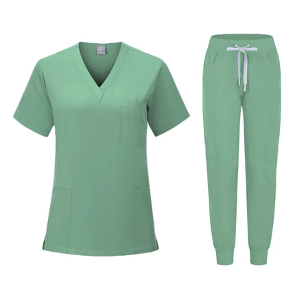 Fashion White Hospital Uniforms Nurse Beauty Dental Salon Work Clothes Custom LOGO Uniform Medical Scrubs Jogger Unisex Sets-KarWorkwear