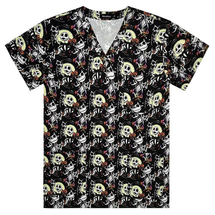 Men's Work Uniform Teeth Print Dentist Comfortable Short Sleeve Scrubs V-Neck Top Clinic Pharmacy Nursing Accessories Blouse New-KarWorkwear