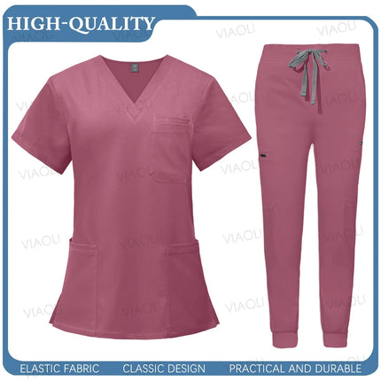New Operating Room Uniform Hospital Working Scrub Set Medical Supplies Nurse Dental Surgery Suit Beauty Workwear Scrub Top Pants-KarWorkwear