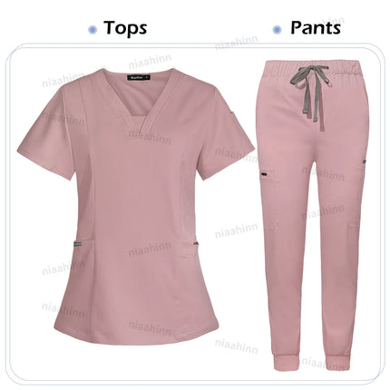 Niaahinn Scrub Hospital Uniform Medical Top Pants Nurse Uniform High Fashion Uniforms Nursing Scrubs Set Hot Sell Surgical Gowns-KarWorkwear
