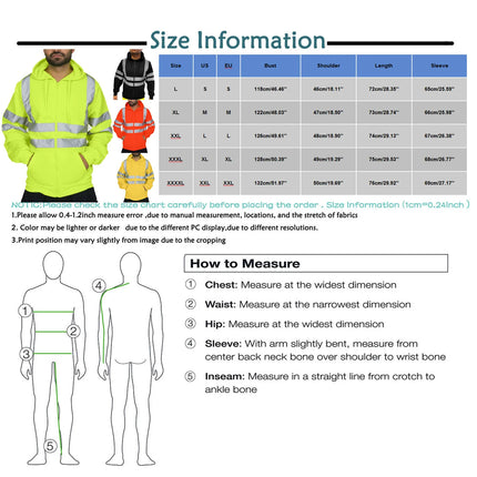 Man Sweatshirt Fashion High Visibility Mens Road Work Jacket Men'S Reflective Strip Hoodies Color Block Long Sleeve Work Coat