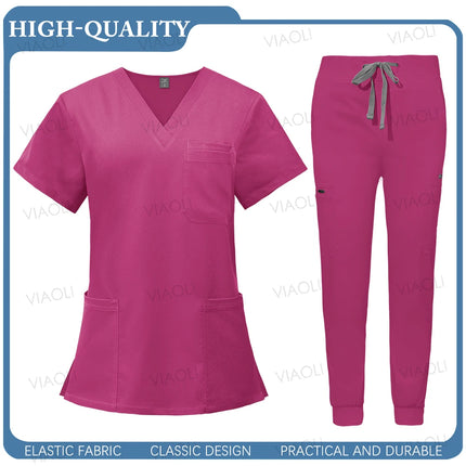 New Operating Room Uniform Hospital Working Scrub Set Medical Supplies Nurse Dental Surgery Suit Beauty Workwear Scrub Top Pants-KarWorkwear