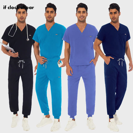 Unisex Scrub Suits Doctor Set Men Tops+Jogger Pants Surgical Workwear Dental Clinic Work Clothes Hospital Doctor Nursing Uniform-KarWorkwear