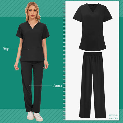 Aesthetic Uniforms Woman Beauty Manicurist Work Wear Hot Sales Scrubs Top Blouse Nursing Pants High-quality Scrub Suit Wholesale-KarWorkwear