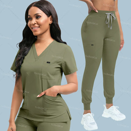 Slim Fit Medical Scrubs Uniform Women Scrub Sets Nursing Accessories Hospital Surgery Gowns Dental Clinic Beauty Salon Workwear-KarWorkwear