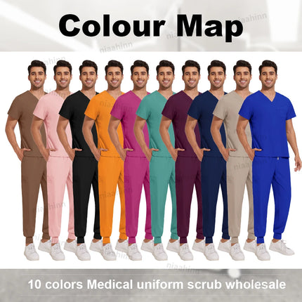 Wholesale Price Medical Scrubs Women Men Multicolour Scrub Top+pants Suit Short Sleeved Nursing Joggers Scrub Veterinary Uniform-KarWorkwear