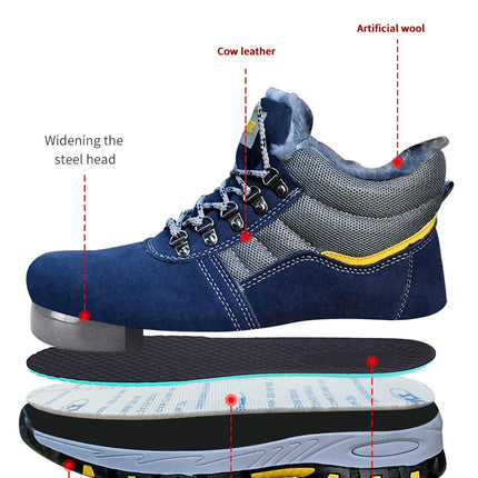 High Quality Winter Boots Men Steel Toe Cap Safety Boots Work Shoes Men Puncture-Proof Work Boots Plush Warm Safety Shoes male-KarWorkwear