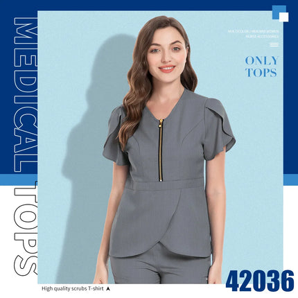 Beauty Salon Workwear Women Short Sleeved Spa Uniforms Dentist Healthcare Nurse Scrubs Tops Medical Doctor Scrub Working Clothes-KarWorkwear