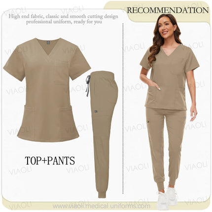 Unisex Medical Uniforms Men Women Nursing Clothes Beauty Costume Nurse Scrubs Sets Doctor Dentist Workwear Clinical Tops Pants-KarWorkwear