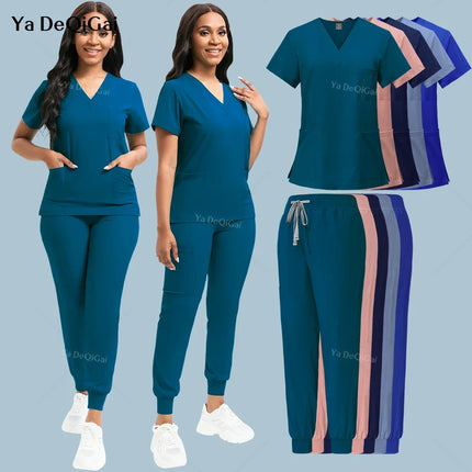 Women Uniform Nursing Scrubs Set Doctor Nurse Workwear Beauty Salon Spa Clothes Scrub Shirt Pants Unisex Medical Nursing Uniform-KarWorkwear