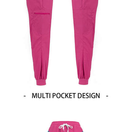 Cat print Pet hospital clinic Dentist lab medical nurse Surgical working Short sleeve Scrub tops +Jogger Pants Doctor uniforms-KarWorkwear