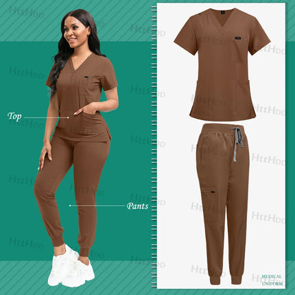 Women's Medical Joggers Suit Grooming Work Clothes Veterinary Dental Scrub Work Uniforms Fashion New Nurses Workwear Mens Scrubs-KarWorkwear