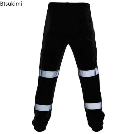 Reflective Safety Pants 360 Degree Reflective Zones High Visibility Casual Work Clothes Nocturnal Outdoor Joggers Pants for Men