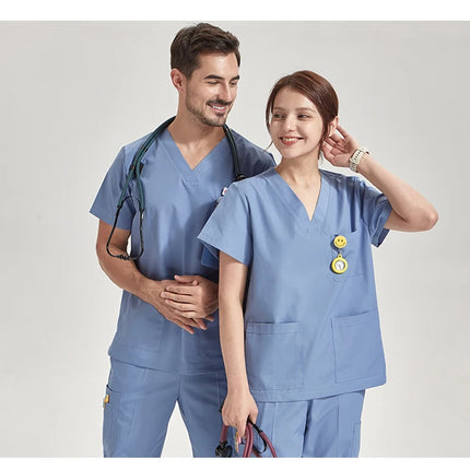 Ultra Light Scrub Set Medical Nurse Uniform for Women Men Hospital Doctor Workwear Poplin Fabric Veterinary Surgical Outfit 8020-KarWorkwear