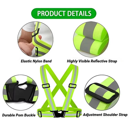 Reflective Safety Vests Lightweight Adjustable Elastic Vest Jacket Hi Vis Reflective Strips for Traffic Control Running Cycling