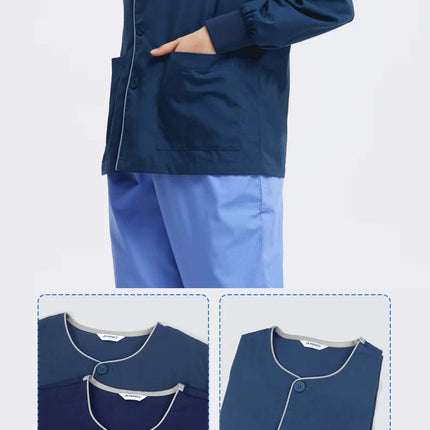 Long Sleeves Scrubs Jackets Pretty Outfit Soft Nurse Out Coat Doctor Hospital Nursing Staff Uniforms Autumn Winter Work Wear-KarWorkwear