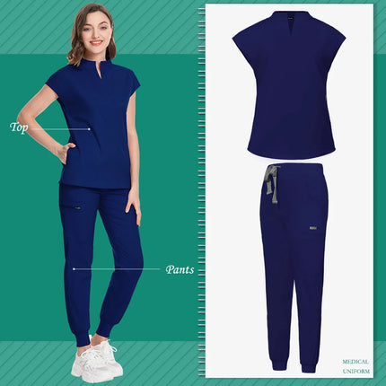 New Scrub Clothes Comfortable and Breathable Unisex Solid Color Top and Pants Set Medical Uniform Surgical Work Wear Wholesale-KarWorkwear