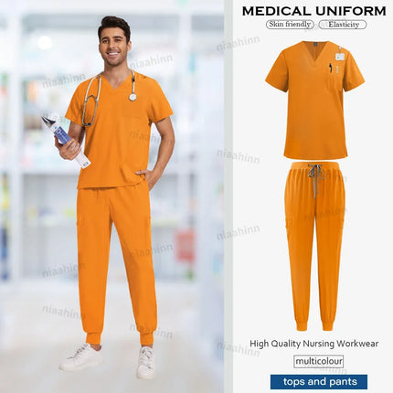 Wholesale Price Medical Scrubs Women Men Multicolour Scrub Top+pants Suit Short Sleeved Nursing Joggers Scrub Veterinary Uniform-KarWorkwear