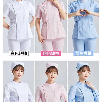 White Short Sleeve scrubs uniforms women Pet Grooming Clinic Nursing Clothes Workwear Nurse Scrub Work Pink Medical Uniform-KarWorkwear