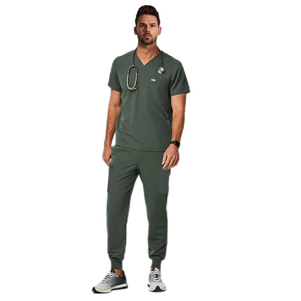 Clinical Green Gray Blue White Sanitary Dentist Medical Nursing Veterinary Surgical Uniform Men Work Wear Jogger Man Scrubs Set-KarWorkwear