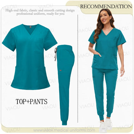 Unisex Medical Uniforms Men Women Nursing Clothes Beauty Costume Nurse Scrubs Sets Doctor Dentist Workwear Clinical Tops Pants-KarWorkwear