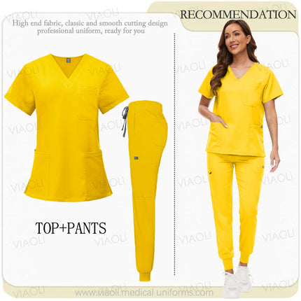 Unisex Medical Uniforms Men Women Nursing Clothes Beauty Costume Nurse Scrubs Sets Doctor Dentist Workwear Clinical Tops Pants-KarWorkwear