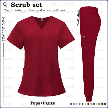 14 Colors Medical Uniforms Women Men Fashion Summer Nurse Uniforms Cool High Fabric Workwear Medical Clothes Nursing Tops Pants-KarWorkwear