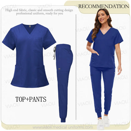 Unisex Medical Uniforms Men Women Nursing Clothes Beauty Costume Nurse Scrubs Sets Doctor Dentist Workwear Clinical Tops Pants-KarWorkwear