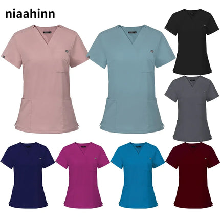 Hospital Overall Scrub Tops Women Dentist Working Uniform Nurse Scrub Uniformes Hospital Workwear Beauty Salon Pharmacy Clothes-KarWorkwear