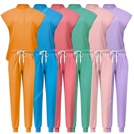 High Quality Spa Uniforms Unisex V-Neck Work Clothes Pet Grooming Institution Scrubs Set Medical Suits Clothes Scrubs Tops Pants-KarWorkwear