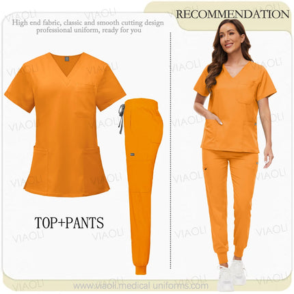 Unisex Medical Uniforms Men Women Nursing Clothes Beauty Costume Nurse Scrubs Sets Doctor Dentist Workwear Clinical Tops Pants-KarWorkwear