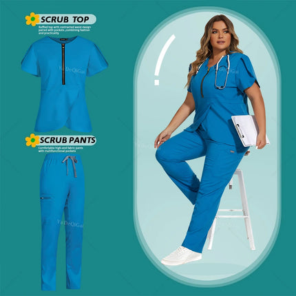 Hot Sales Medical Uniform Nurse Nursing Uniform Scrubs Set for Women Hospital Doctor Workwear Surgical Gown Beauty Salon Clothes-KarWorkwear