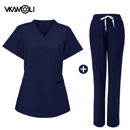 Slim fitting Surgical working clothes Doctor Nurse Nursing Uniforms Women Medical Workwear Spa Dentist Lab Clinic vet Scrub Suit-KarWorkwear