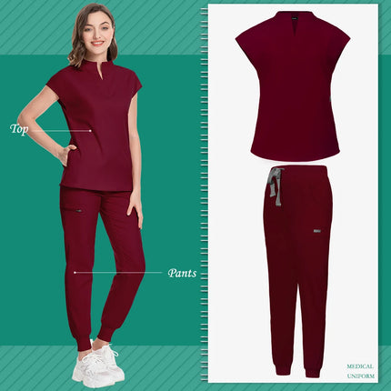 New Scrub Clothes Comfortable and Breathable Unisex Solid Color Top and Pants Set Medical Uniform Surgical Work Wear Wholesale-KarWorkwear
