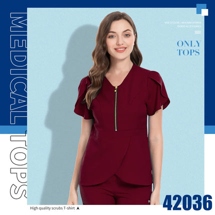 Beauty Salon Workwear Women Short Sleeved Spa Uniforms Dentist Healthcare Nurse Scrubs Tops Medical Doctor Scrub Working Clothes-KarWorkwear
