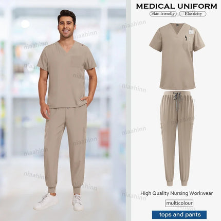 Wholesale Price Medical Scrubs Women Men Multicolour Scrub Top+pants Suit Short Sleeved Nursing Joggers Scrub Veterinary Uniform-KarWorkwear