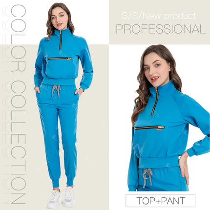 Long Sleeve Workwear Medical Scrub Set Women Hospital Doctor Nurse Uniforms Dental Surgery Uniforms Operating Room Uniforms Suit-KarWorkwear