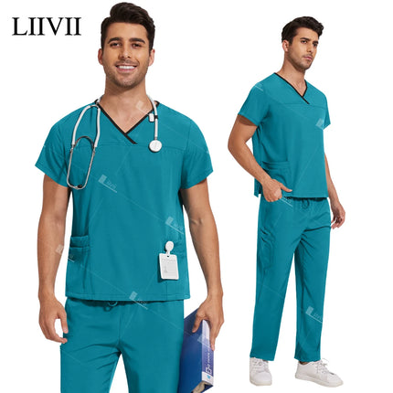 Surgical Uniforms Lab Workwear Clothes Nurse Scrubs Set Men Nurse Accessories Medical Uniform Surgical Dental Clinical Top Pants-KarWorkwear