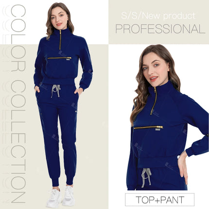 Long Sleeve Workwear Medical Scrub Set Women Hospital Doctor Nurse Uniforms Dental Surgery Uniforms Operating Room Uniforms Suit-KarWorkwear