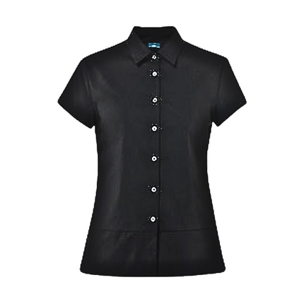 NNT Womens Stretch Cotton Blend Cap Sleeve Shirt Classic Fit Black Shirt CATU2V-KarWorkwear